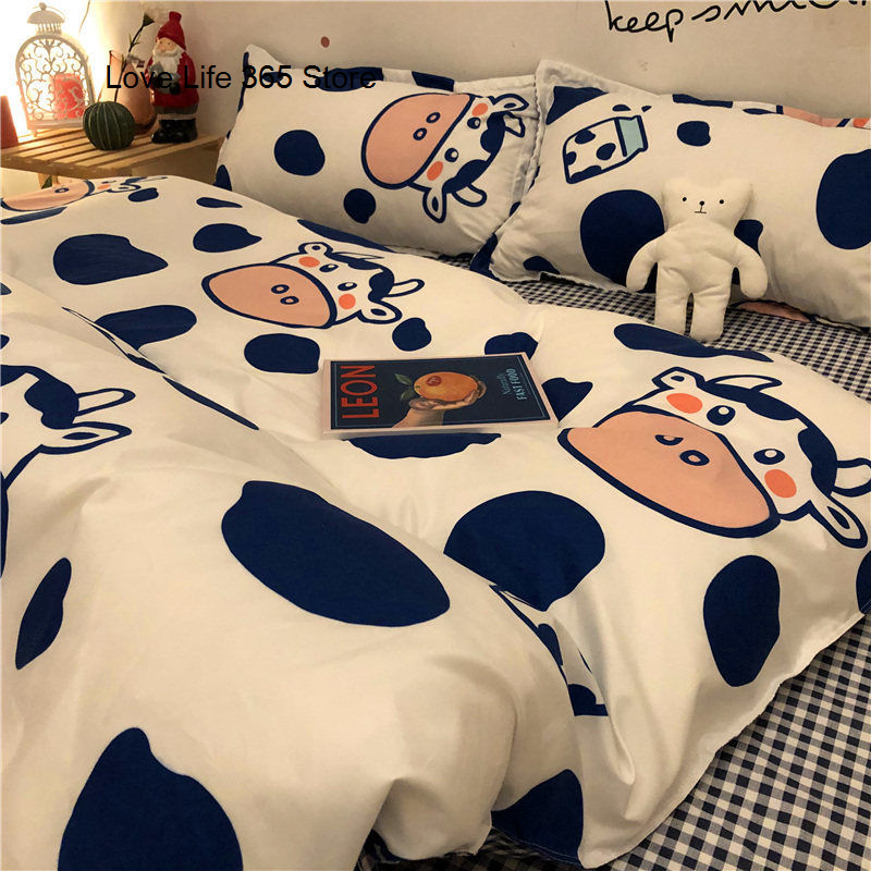 JazzHer Chinese Cute Panda Bedding Set Cartooon Bamboo Pattern Quilt Cover Sheets Full Size For Kids Adults Home Textile Soft Polyester