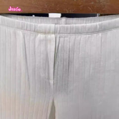 JazzHer New White Eyelets Homwear Women Toruser Cotton Elastic Waist Casual Straight Pant For Women With Hollow Versatile Female Clothes