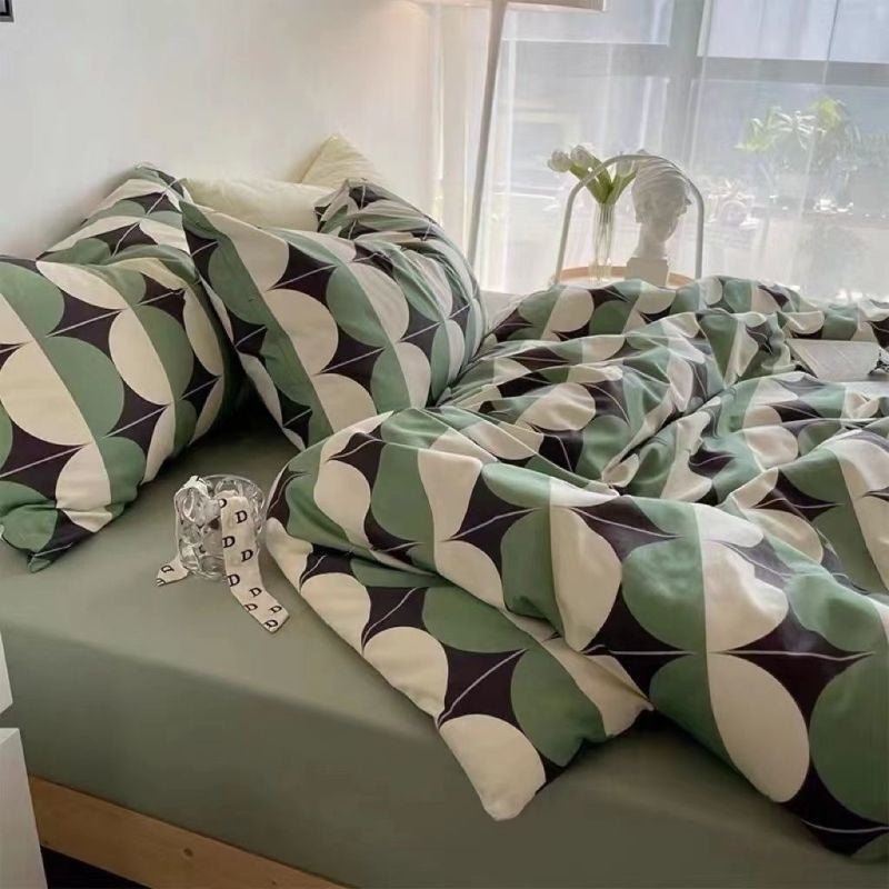 JazzHer Nordic Style Ins Avocado Green Bedding Set Cartooon Fruit Quilt Cover Polyester High Quality Comforter Full Size With Pillowcase