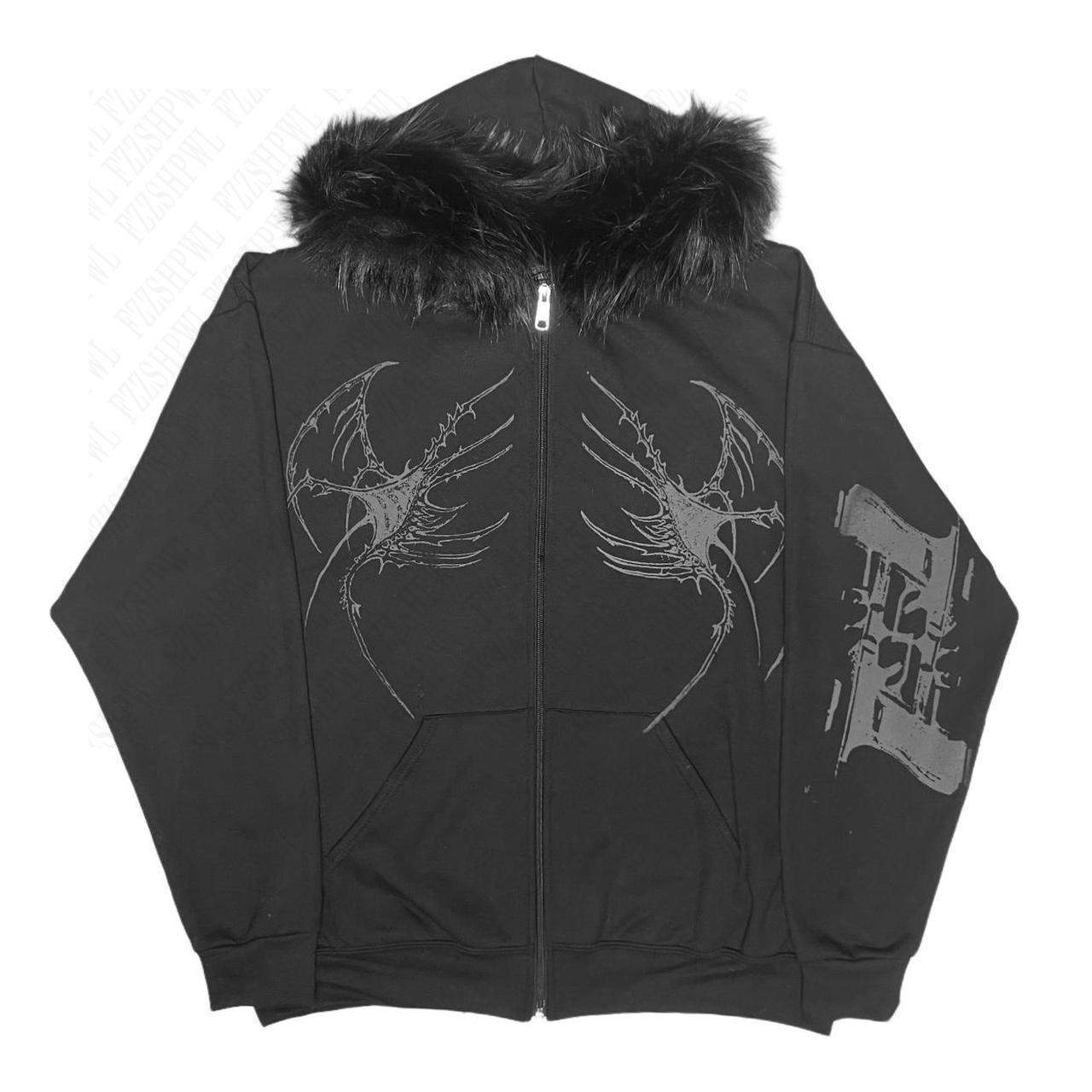 JazzHer Y2K Goth Ladies Skull Print zipper hoodie Loose street wear American punk hip hop fashion plush patchwork caps for men and women