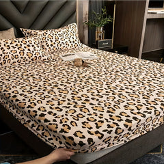 JazzHer 3pcs Stylish Leopard Print Fitted Bed Sheet Set for Bedroom Soft and Comfortable Bedding Set Bed Sheet with Pillowcases (1pc