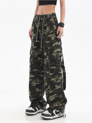 christmas outfit JazzHer Women's Camouflage Baggy Cargo Pants Vintage Y2k Harajuku Aesthetic Streetwear Oversize Pants High Waist Trousers 2000s Clothes