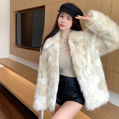 cold weather outfits JazzHer 2024 Winter New Fox Fur Jacket Women's Cropped High-End Youth Style Faux Fur Age-Reduction Explosion Top Real Leather Coat