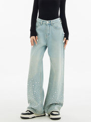 christmas outfit JazzHer Women Light Blue Y2k Jeans Harajuku Oversize Denim Trousers Japanese 2000s Style Baggy Sequins Jean Pants Trashy Vintage Clothes