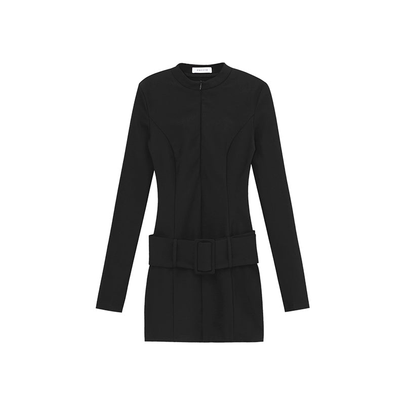 JazzHer 2025 American Functional Style Spring and Autumn Slim Fit Sexy Spicy Girl Dress Stand Up Collar Belt Wrapped Buttocks Dresses
