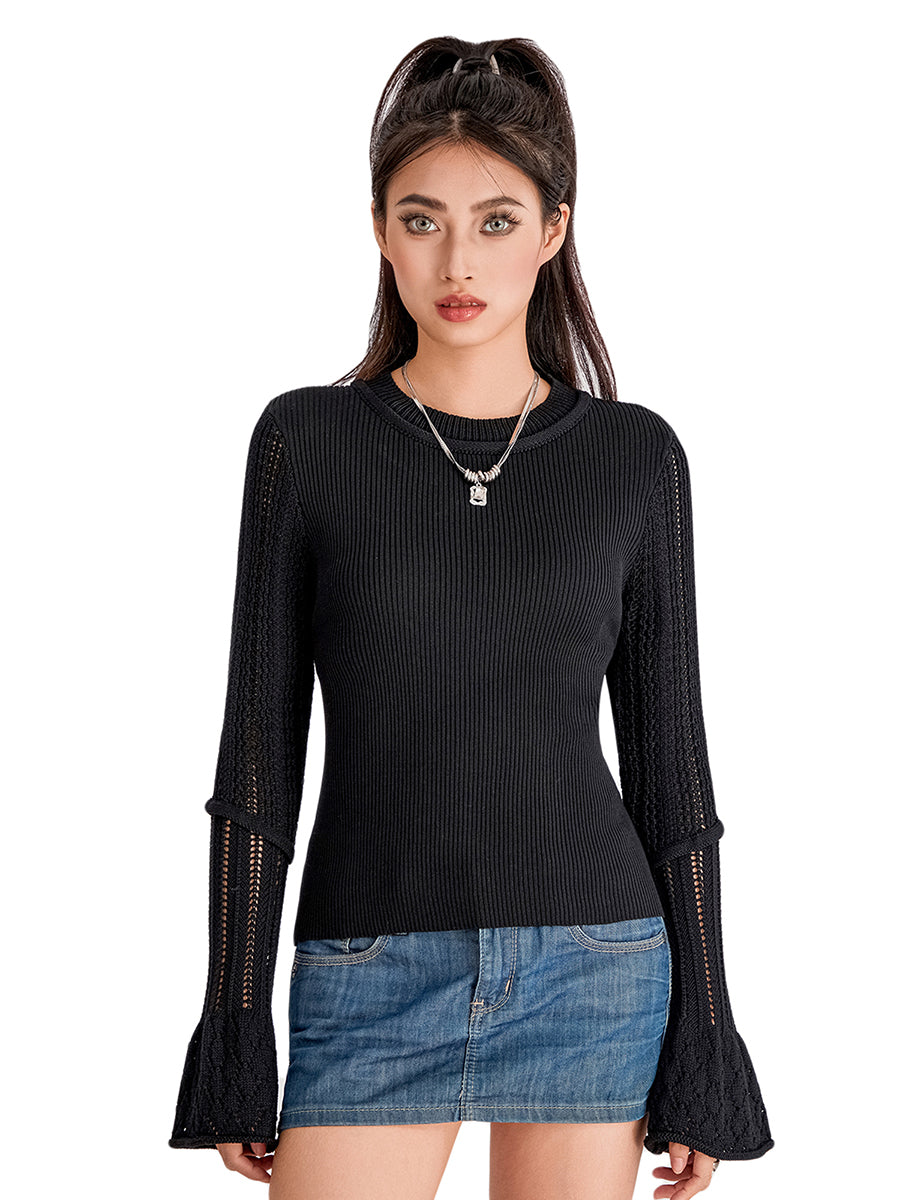 thanksgiving outfit JazzHer Women s Slim Fit Crop Sweater Tops Knit Long Sleeve Tight Top Solid Crewneck Cropped Sweater Knitted Top for Fall