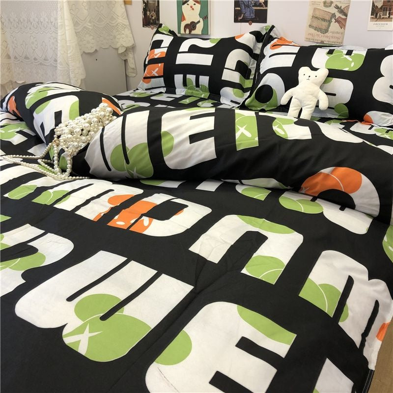 JazzHer Ins Style Fashion Butterfly Bedding Set For Girls Boys Double Size Flat Sheet Duvet Cover Pillowcase Bed Linen Home Textile