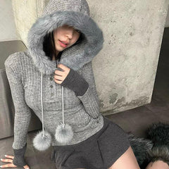 JazzHer Korean Y2K Kawaii Casual Sweater Winter Warm Women's Attitude Interesting Cute Clothing Maiden Personality Fashion Punk Knitwear