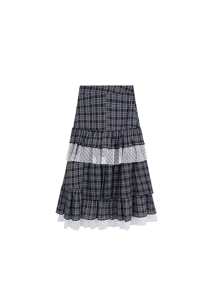 christmas outfit JazzHer Women's A-line Plaid Skirt Vintage Aesthetic Y2k Long Skirts Harajuku Korean Mori Dirl Long Skirts 2000s Cutecore Clothes Summer