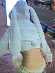 JazzHer Kawaii Sweet Rabbit Sweatshirt Women Pastel Goth Aesthetic Cute Ears Long Sleeve Crop Hoodie Harajuku Street Y2k Clothes