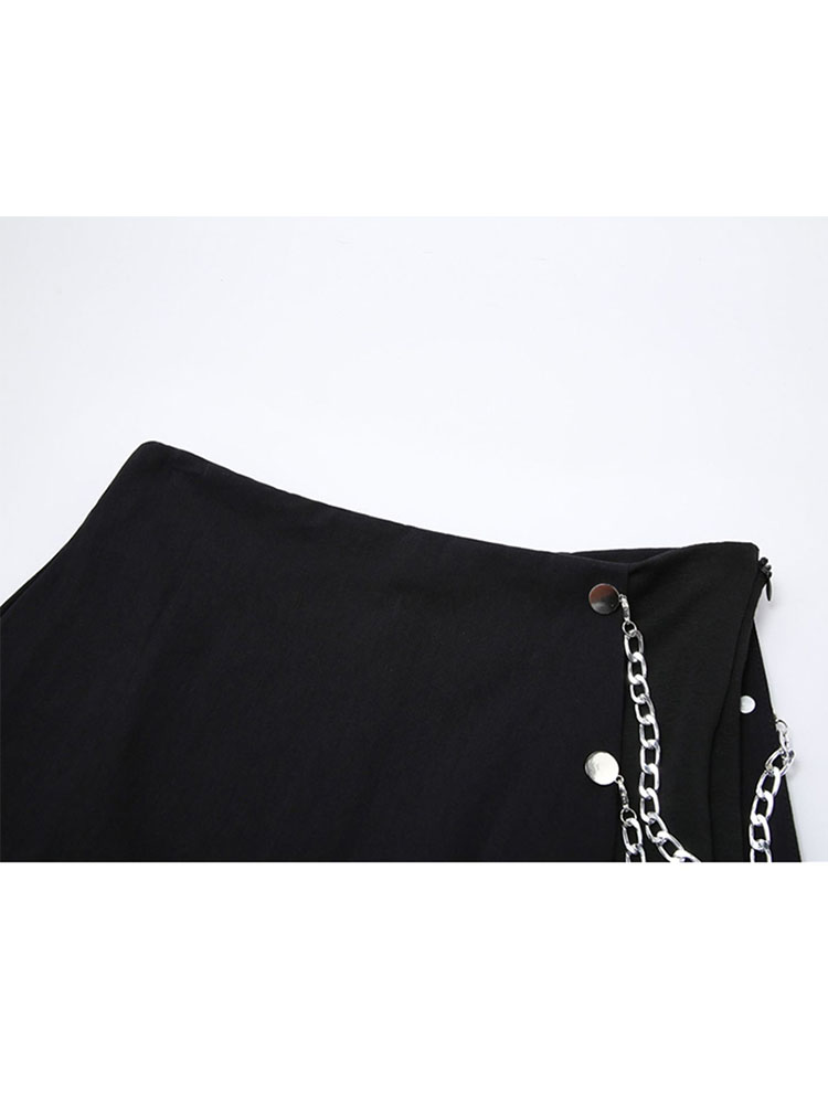 christmas outfit JazzHer Women's High Waist A Line Short Skirts 2025 Summer Gothic Fashion Vintage Chain Black Skirt Korean Irregular Mini Skirt Female