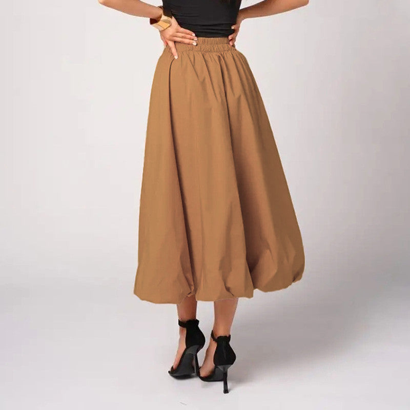 JazzHer Ladies Elegant Vintage Long Pleated Skirts Women High Waist A Line Office Lady Women Skirt Casual Loose Skirt Female Clothes