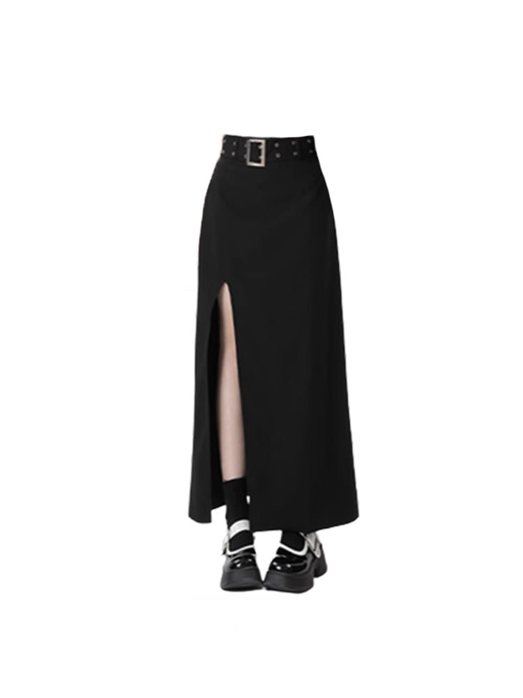 christmas outfit JazzHer Women Black Gothic Skirt Vintage High Waist A-Line Skirt Emo 2000s Fashion Harajuku Streetwear Y2k Long Skirt 90s Girls Clothes