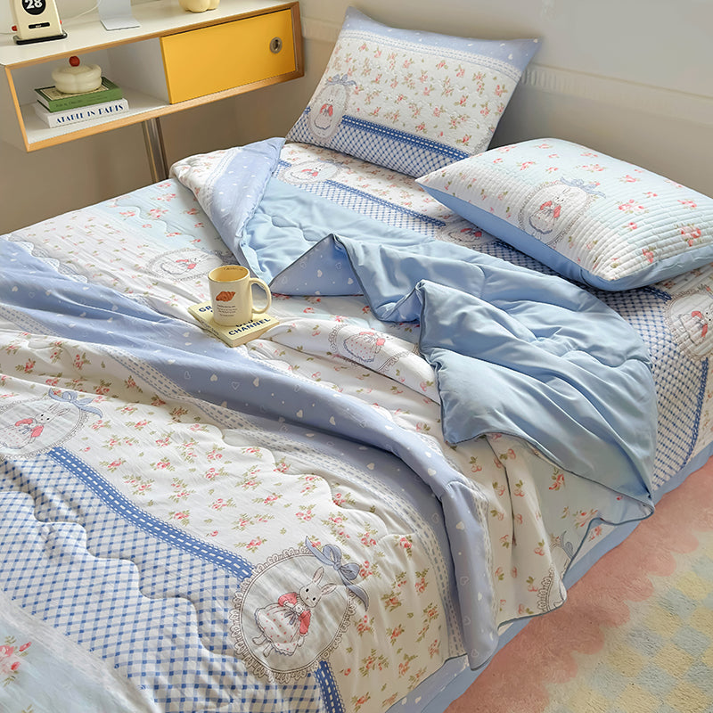 JazzHer 2024 New Summer Water Washed Glutinous Cotton Summer Bedding Cover Set of Four Pieces