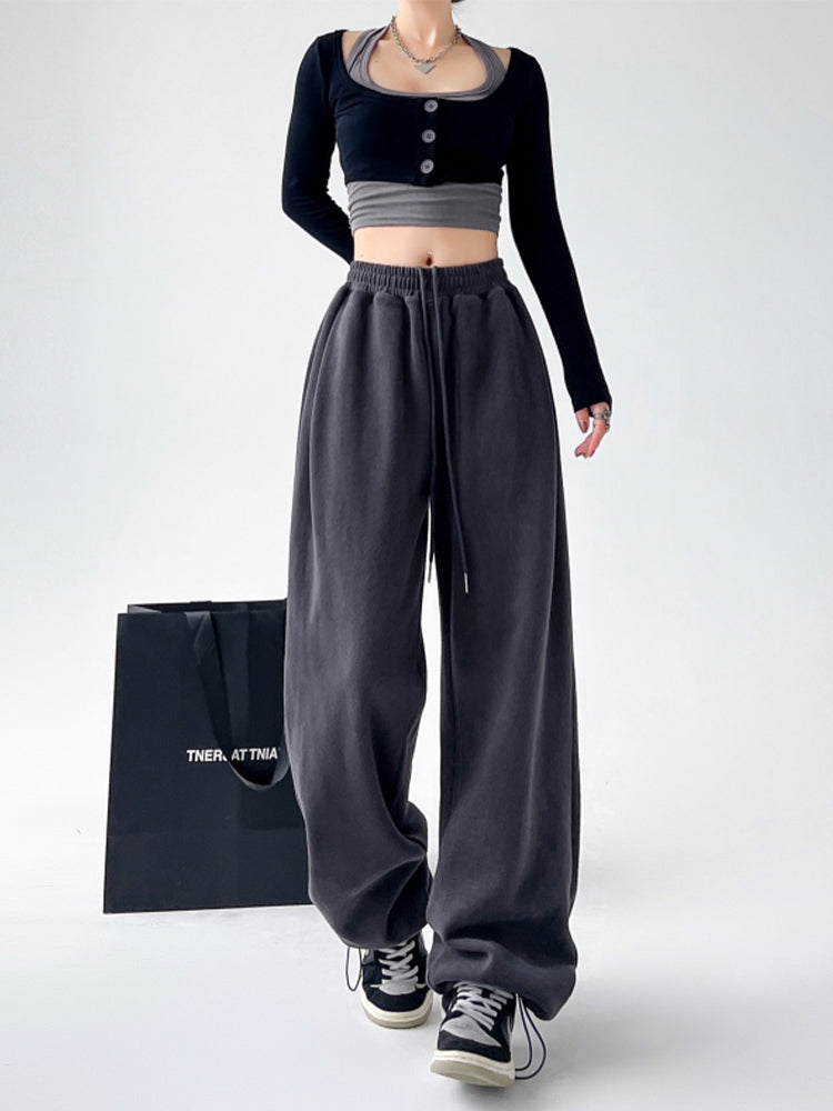 christmas outfit JazzHer Women Grey Pants Baggy Streetwear 90s Aesthetic Sweatpants Harajuku 2000s Y2k Elegant Vintage Soft Trousers Fashion Clothes 2025