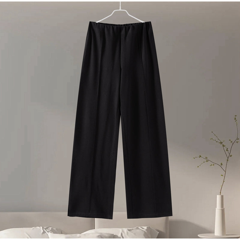 thanksgiving outfit JazzHer Elegant Top Pants Sets Women Long Sleeve O-neck Pleated Slim Waist Tops Wide Leg Trousers 2024 Autumn Fashion Office Lady Suits