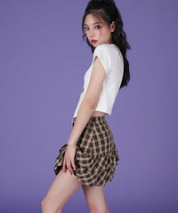 Jazzher 80'S Girl Plaid Frill Short Skirt