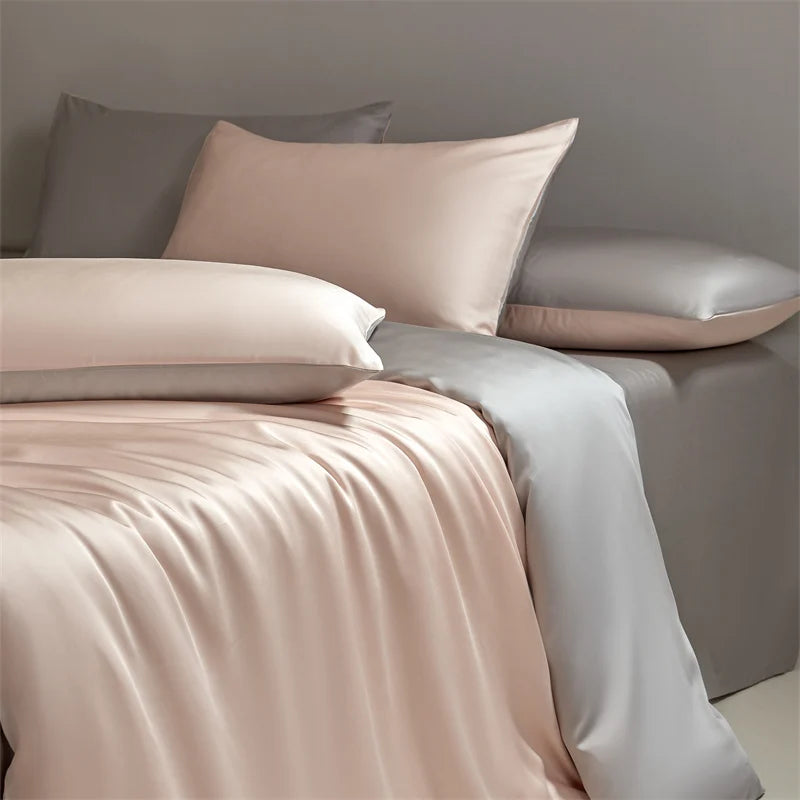 JazzHer Four piece set of natural silk solid color bedding, ice silk smooth nude sleeping bedding