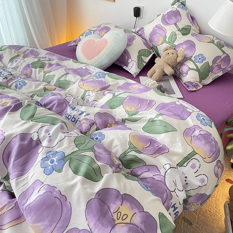 JazzHer Lucky Dog Bedding Set Cute Cartoon No Filler Twin Full Size Duvet Cover Flat Sheet Pillowcase Fashion Girls Boys New Bed Linen