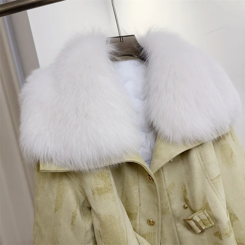 cold weather outfits JazzHer 2024 Winter New Style Whole Leather Fox Fur Jacket Women's Youth Petite Cropped Fashionable Fur Sweater Coat