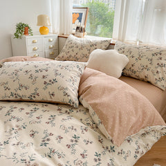 JazzHer Floral Ins Bedding Set Cotton Made No Filler Duvet Cover Flat Sheet Pillowcase Single Queen Size Soft BedSpread Home Textile