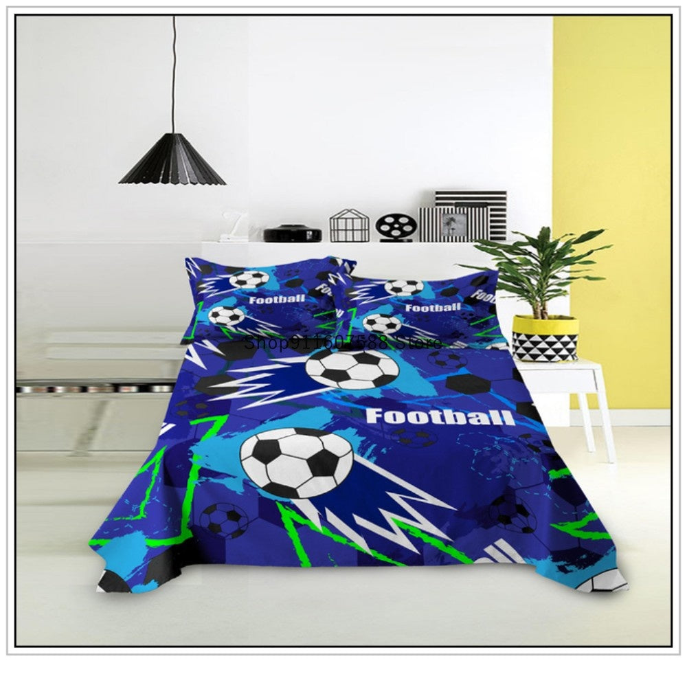 JazzHer Kids Football Bed Sheet Set Sport Game Soccer Printing Bedding ForBoys Soft Polyester Bed Flat Sheet With Pillowcase