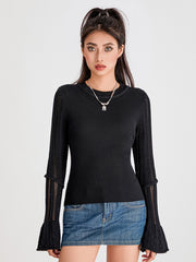 thanksgiving outfit JazzHer Women s Slim Fit Crop Sweater Tops Knit Long Sleeve Tight Top Solid Crewneck Cropped Sweater Knitted Top for Fall