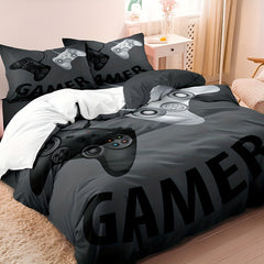 JazzHer Gamepad Design 3-Piece Duvet Cover Set - Soft & Breathable Bedding, Ideal for Bedroom and Guest Room  Duvet Cover + 2 Pillowcase