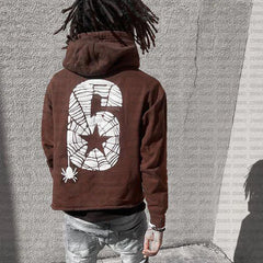 thanksgiving outfit JazzHer New Fashion Mens Punk Hoodie Loose Letter Number Print Long Sleeve Hooded Sweatshirt With Front Pocket Vintage Streetwear S-XL