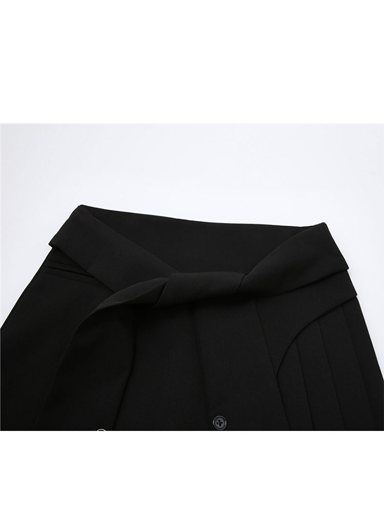 christmas outfit JazzHer Women Mini Skirt 2025 Summer Fashion High Waist Black Pleated Skirt Streetwear Casual Loose Belt Irregular Suit Skirt Femlae