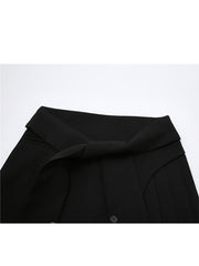 christmas outfit JazzHer Women Mini Skirt 2025 Summer Fashion High Waist Black Pleated Skirt Streetwear Casual Loose Belt Irregular Suit Skirt Femlae