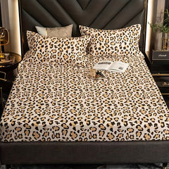 JazzHer 3pcs Stylish Leopard Print Fitted Bed Sheet Set for Bedroom Soft and Comfortable Bedding Set Bed Sheet with Pillowcases (1pc