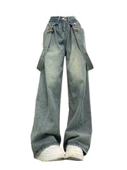 christmas outfit JazzHer Women Blue Jeans Baggy Harajuku Aesthetic Streetwear Straight Denim Trousers Y2k Wide Cowboy Pants Vintage 2000s Trashy Clothes