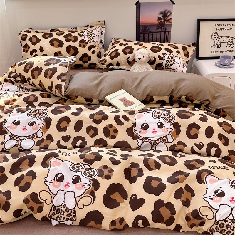 JazzHer Fashion Duvet Cover Set No Filler Flat Sheet Pillowcases Boys Girls Cute Twin Queen Size Ins Spring New Bedding Linen