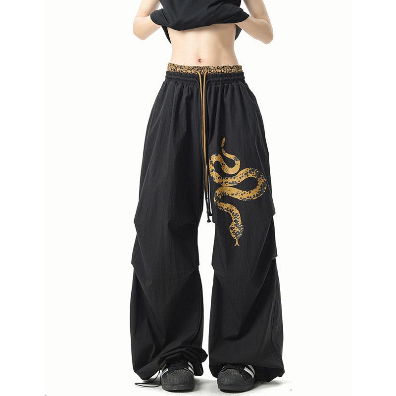 JazzHer Y2K Streetwear Pants Women Black Hip Hop Oversized Sweatpants American Vintage Print Loose Casual Female Dance Trousers New