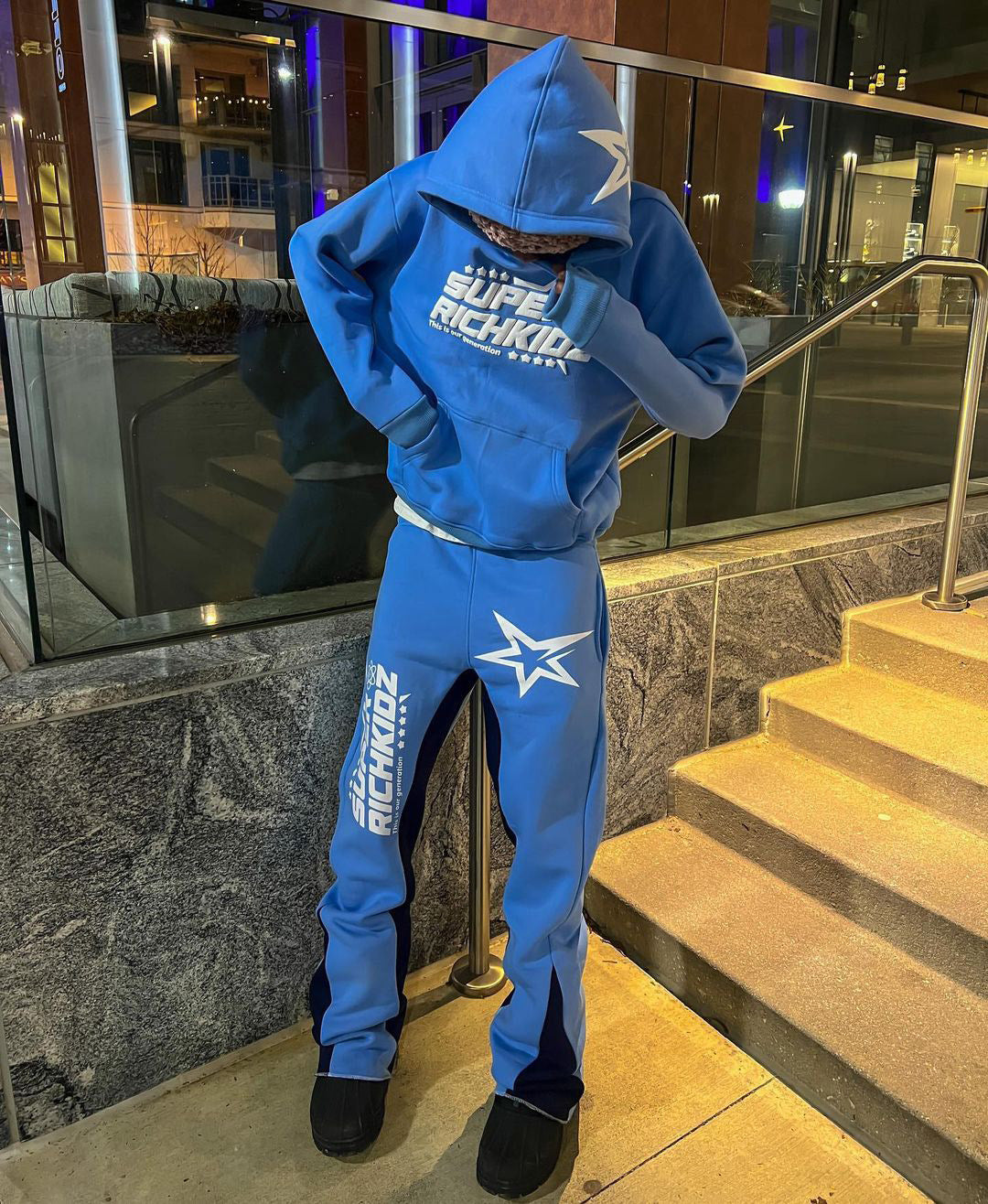 JazzHer Harajuku y2k tops Men Tracksuit Hooded Pullover + Sweatpants Sports Suit woman Casual High Street Sportswear 90s Streetwear Sets