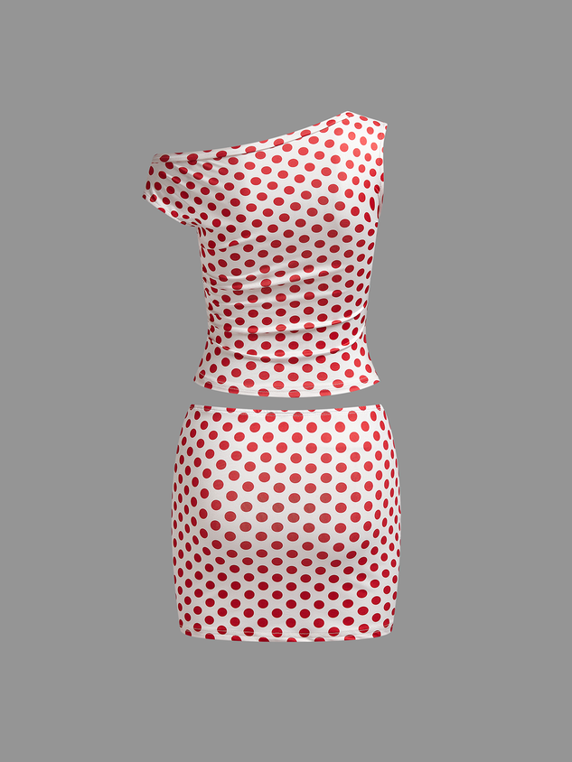 JazzHer 2024 New Jersey Polka Dots Top With Skirt Two-Piece Set