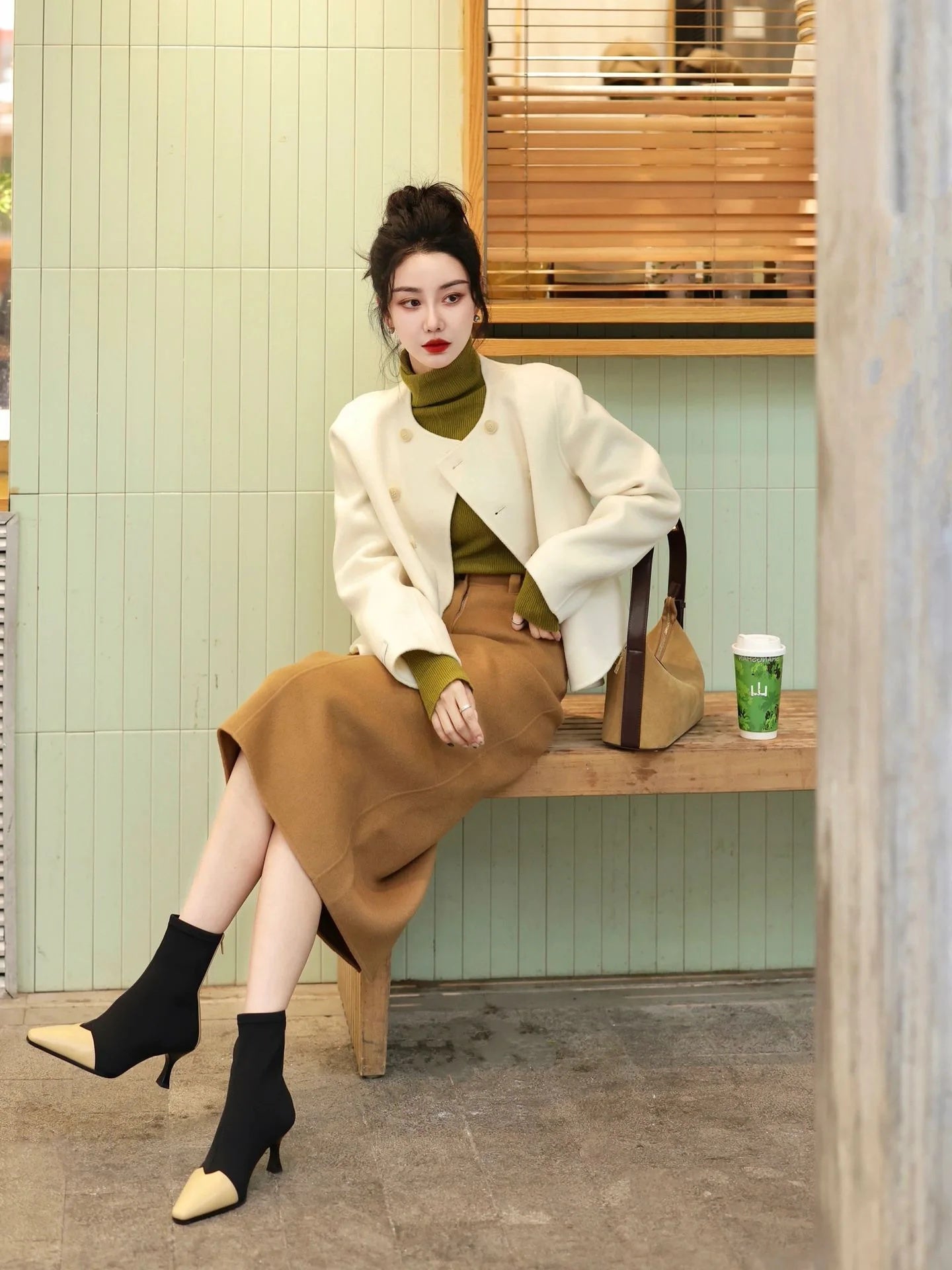 cold weather outfits JazzHer Fashionable High-End Tweed Style Women's Sweater Skirt Leather Jacket Suit New Arrival Autumn 2024 Elegant and Stylish