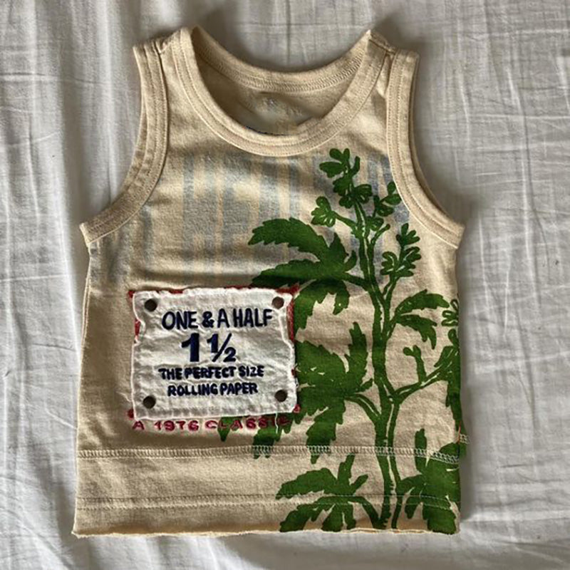 JazzHer Y2k Tank Top Harajuku Fashion Coconut Tree Print Applique Camisole Casual High Street Grunge Crop Tops Summer Woman Vest