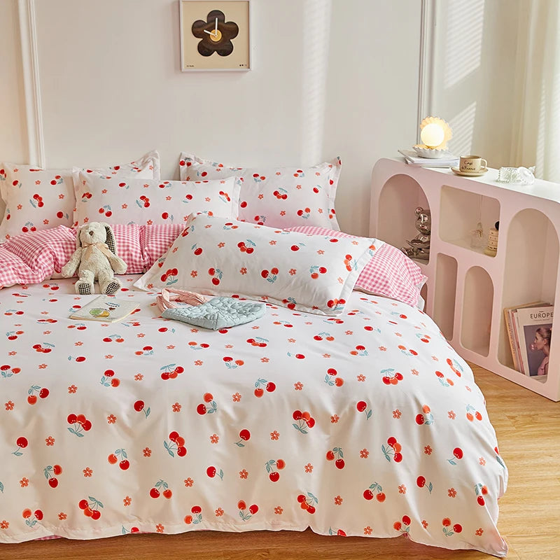 JazzHer Bedding Set for Girl Boy Bedroom KIDS Modern Comforter Duvet Cover Flat Sheet Pillowcase  Home Textile Soft Bed Linen