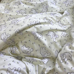 JazzHer Cute Rabbit Duvet Cover Set with Flat Sheet Pillowcase Ins Style No Filler Boys Girls Queen Full Size Home Decor Bedding Linens