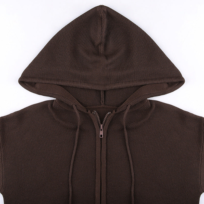 JazzHer Slim Zipper Casual Hooded Sweater