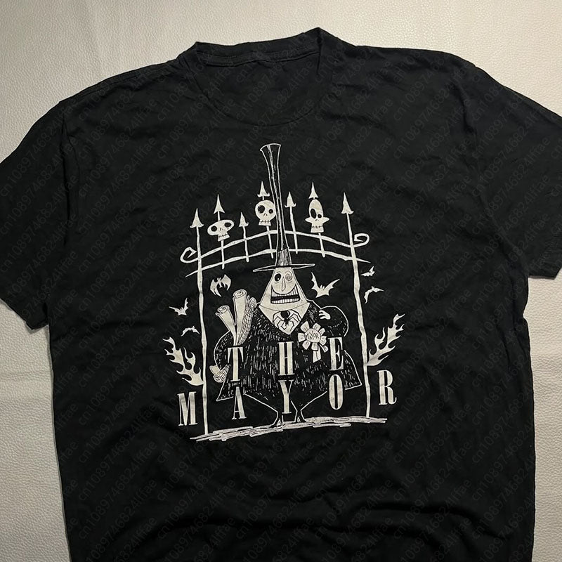 JazzHer 2000s affliction High Street Shirts women's Graphic Gothic Print  T Shirt Harajuku Gothic Round Neck Short Sleeve Tops New Y2k