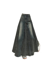 christmas outfit JazzHer Women Blue Y2k A-line Jeans Skirt Elegant Harajuku Long Denim Skirts Streetwear 90s Aesthetic Vintage Cowboy Skirt 2000s Clothes