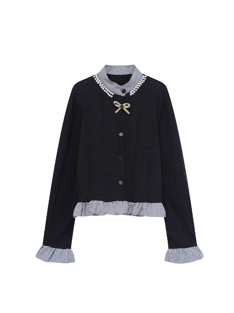 christmas outfit JazzHer Women's Navy Cardigan Sweater Harajuku Preppy Style Long Sleeves Sweaters Jumper Aesthetic Vintage Y2k 2000s Emo Clothes Autumn