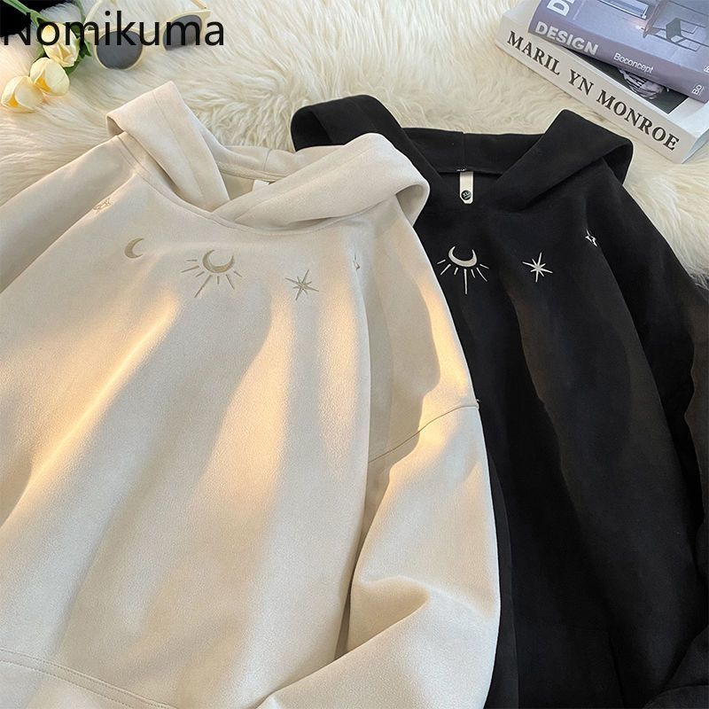 JazzHer Streetwear Hoodies for Women 2025 Ropa Mujer Chic Embroidery Hooded Y2k Tops Casual Thicked Vintage Sweatshirts Korean Clothes