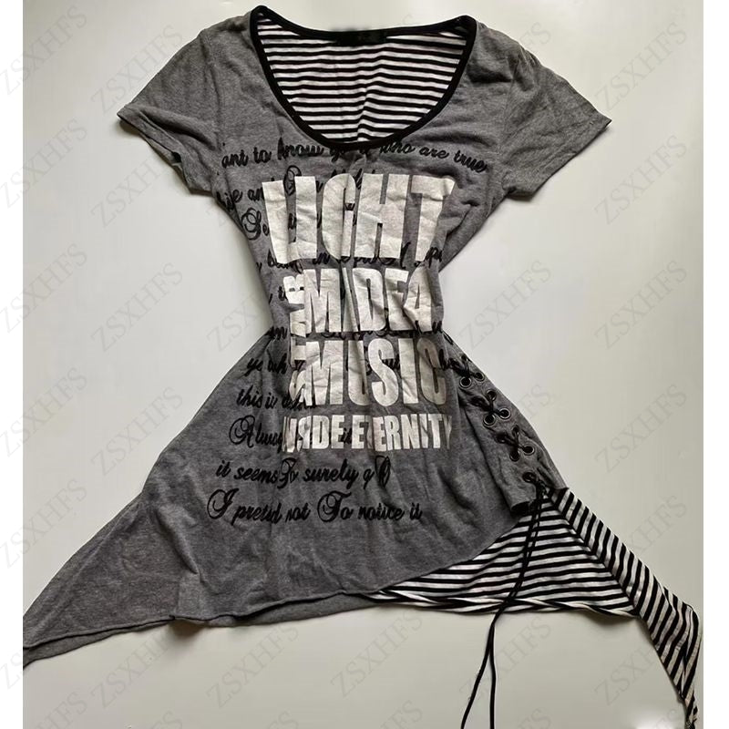 JazzHer Aesthetic Crop Top 2000s Women's T shirts Punk Vintage Clothes Streetwear Letter Gothic Emo Girl Grunge T Shirt Femme Y2k Tops