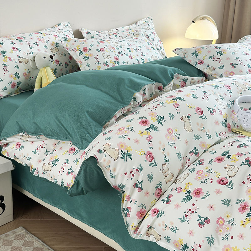 JazzHer Cute Bedding Set Fashion Single Double Size Flat Sheet Duvet Cover Pillowcase Soft Microfiber Boys Girls Bed Linen