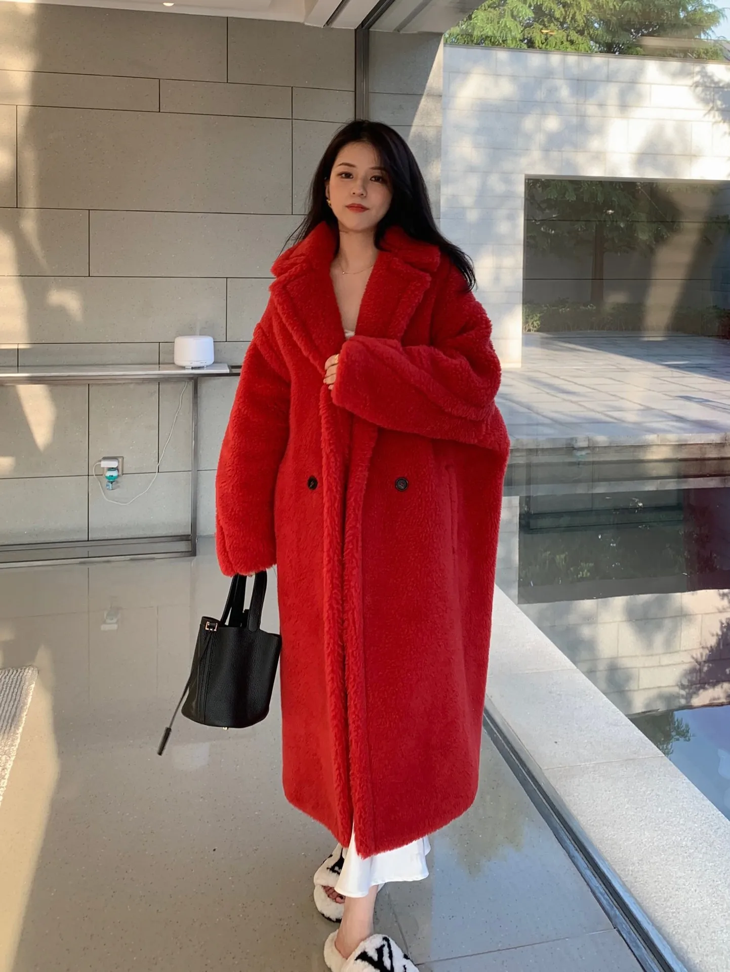 cold weather outfits JazzHer 2024 New Women's Fashionable Loose-fit Extended Teddy Bear Coat Thickened Warm Leather Jacket Autumn/winter