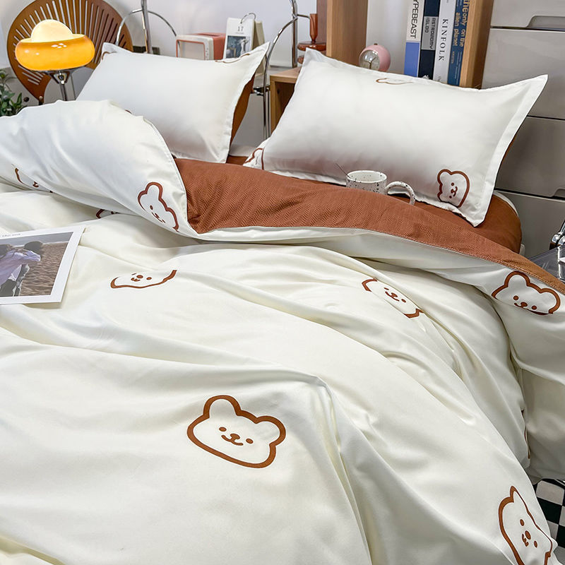 JazzHer Cute Bedding Set Fashion Single Double Size Flat Sheet Duvet Cover Pillowcase Soft Microfiber Boys Girls Bed Linen